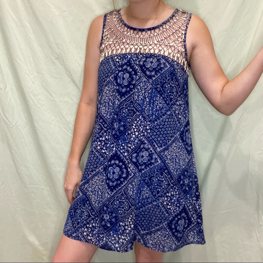 blue dress with lace